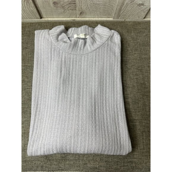 Maurices Womens Ribbed Puff Short Sleeve Light Gray Top Blouse Size Large - Picture 3 of 7